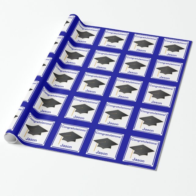 Graduation Congratulations Personalized Wrap Wrapping Paper (Unrolled)