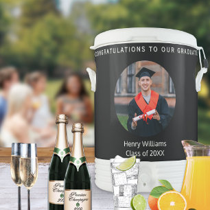 Graduation Congratulations Photo Black Beverage Cooler