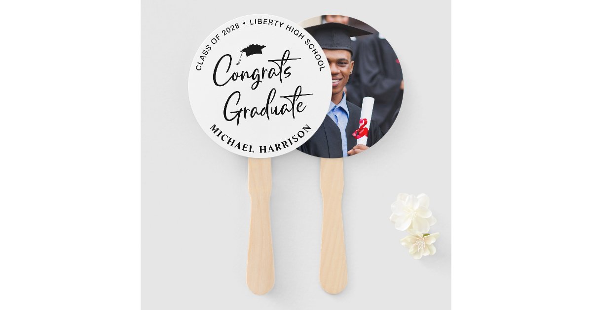 Graduation Congratulations Photo Hand Fan | Zazzle