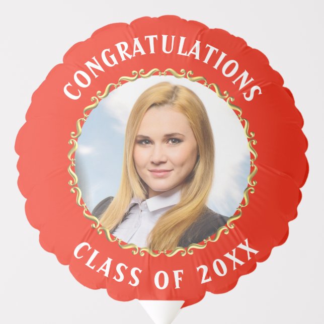 Graduation Congratulations photo in Frame redBG Balloon (Front)