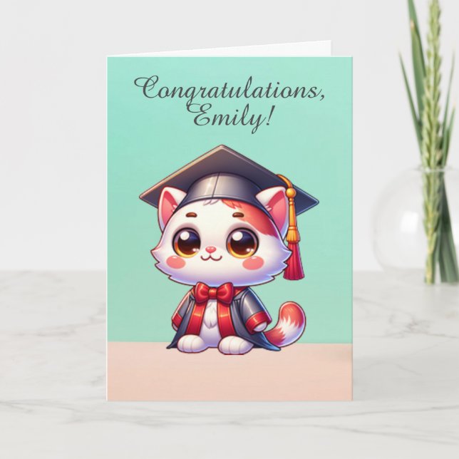 Graduation Congratulations Proud Cat Card (Front)