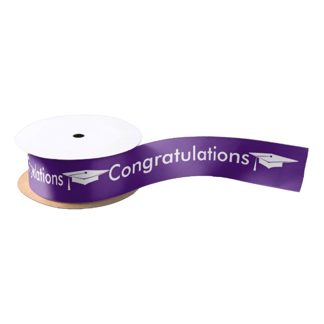 Graduation - Congratulations School Purple Satin Ribbon (Spool)
