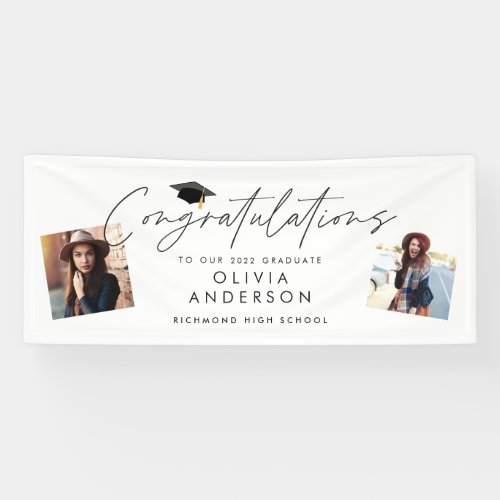 Graduation congratulations simple modern 2 photo banner