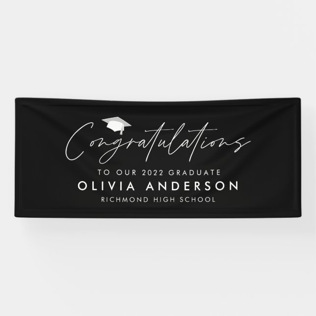 Graduation congratulations simple modern black banner (Horizontal)