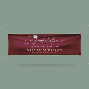 Graduation congratulations simple modern burgundy banner