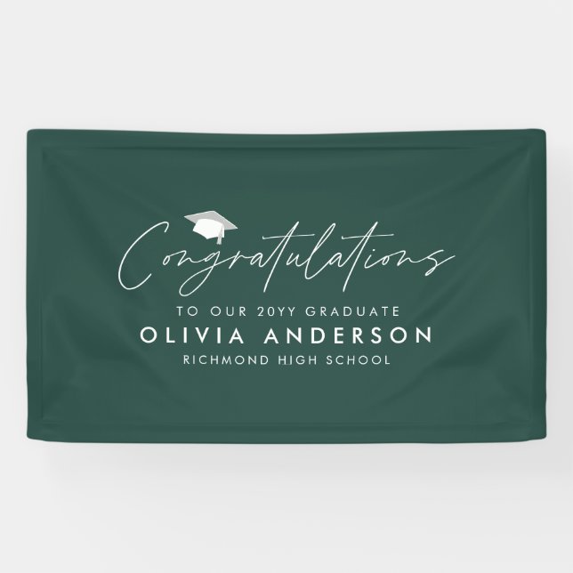 Graduation congratulations simple modern green banner (Horizontal)