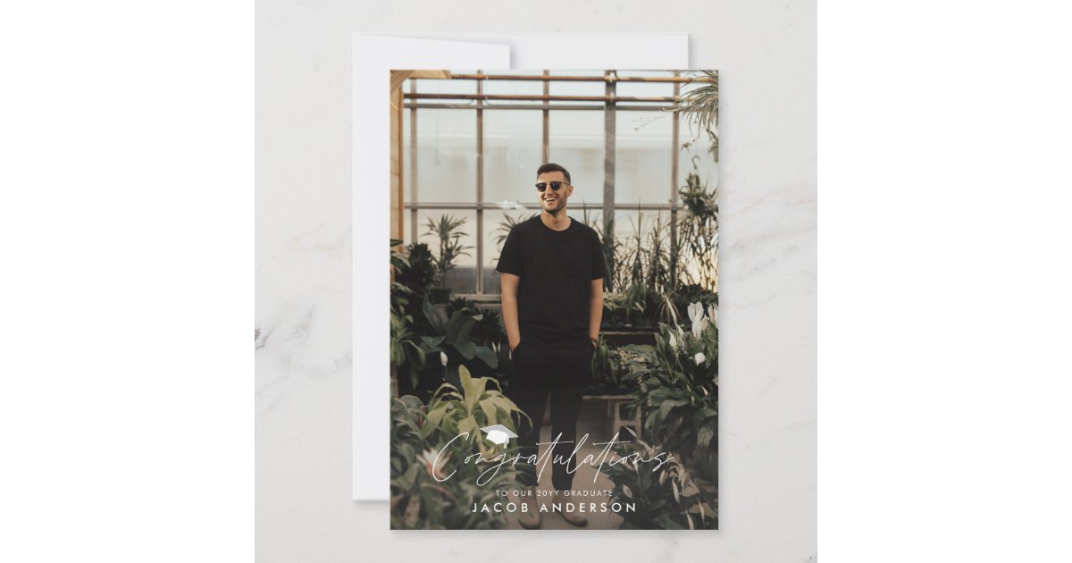 Graduation congratulations simple modern photo inv invitation | Zazzle
