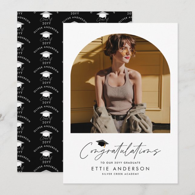 Graduation congratulations simple modern photo invitation (Front/Back)