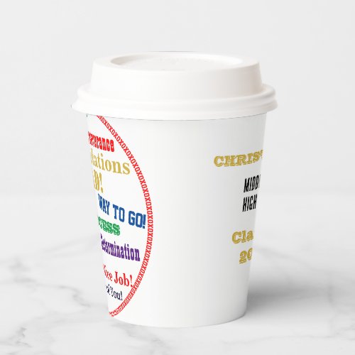 Graduation Congratulations Typography NAME  Paper Cups