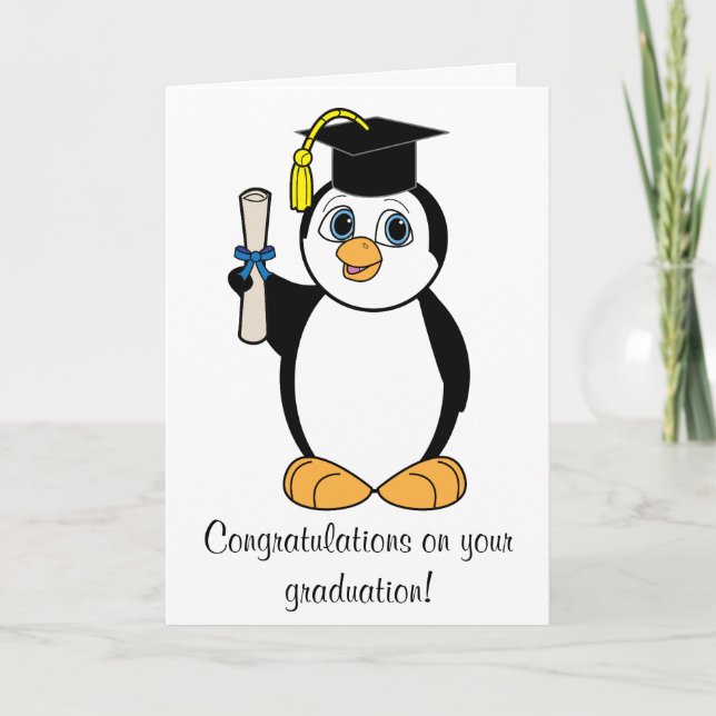 Graduation Congratulations with Boy Penguin Card (Front)