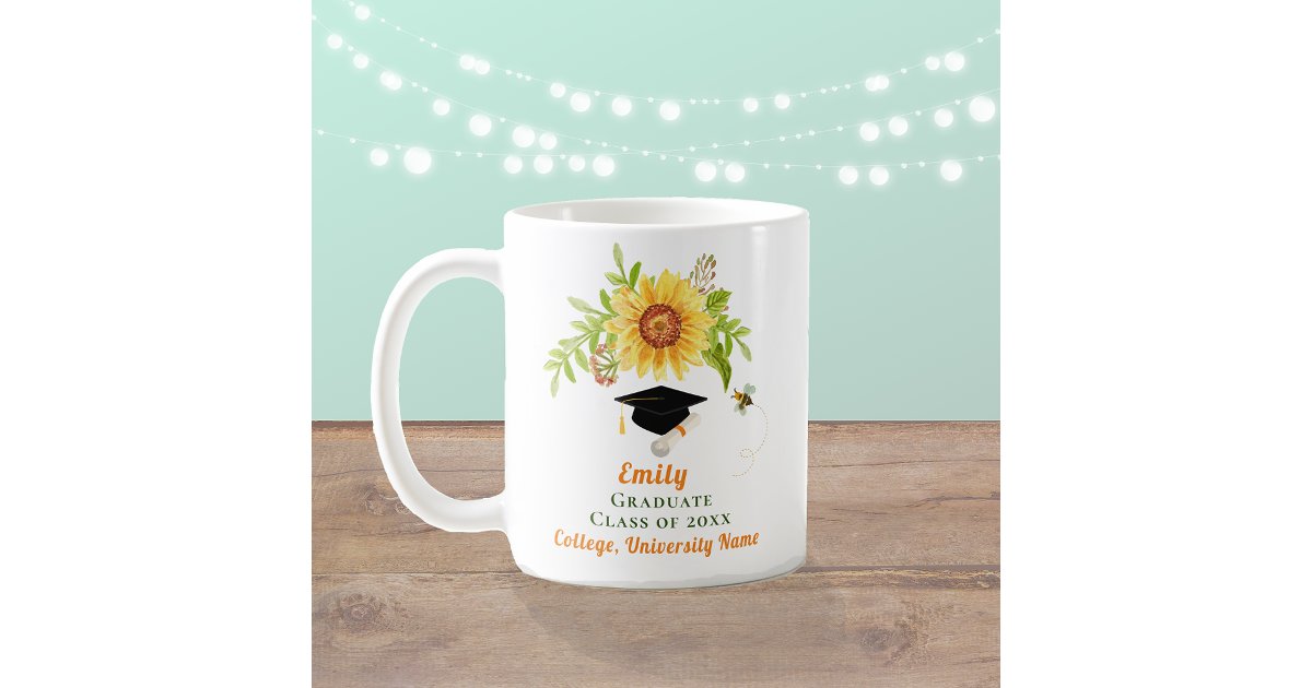 Graduation Congratulations Yellow Sunflower Floral Coffee Mug | Zazzle