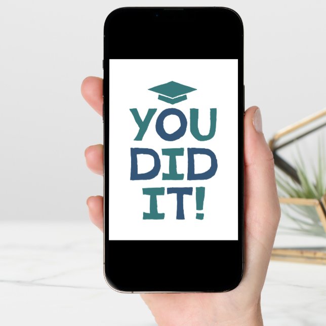 Graduation congratulations you did it teal navy card (Front Digital)