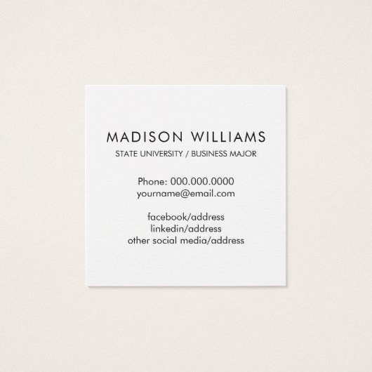 Graduation | Contact Information Network Card (Back)