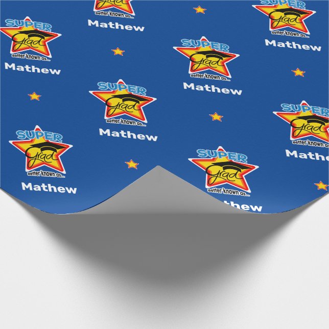 Graduation Cool Super Grad-Editable Name Wrapping Paper (Corner)