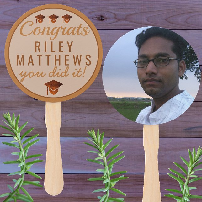 Graduation Copper Cool Congrats Photo Assembled Hand Fan (Creator Uploaded)