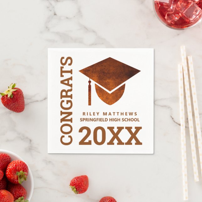 Graduation Copper Cool Congratulations Party Napkins (Insitu)