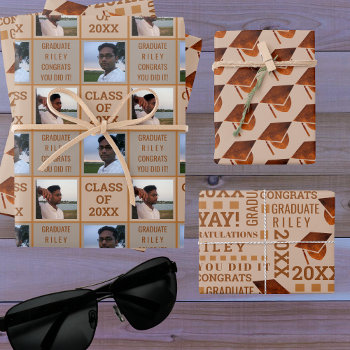 Graduation Copper Cool Trendy Assortment 2 Photo Wrapping Paper Sheets by ArtfulDesignsByVikki at Zazzle