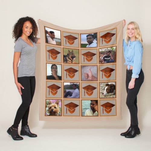 Graduation Copper Graduate Keepsake 10 Photo Fleece Blanket