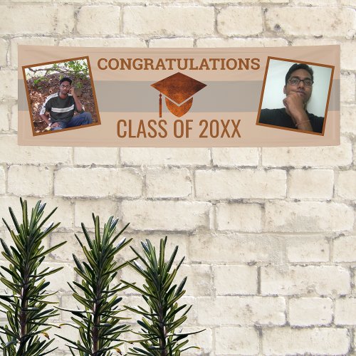 Graduation Copper Modern Graduate Party 2 Photo Banner