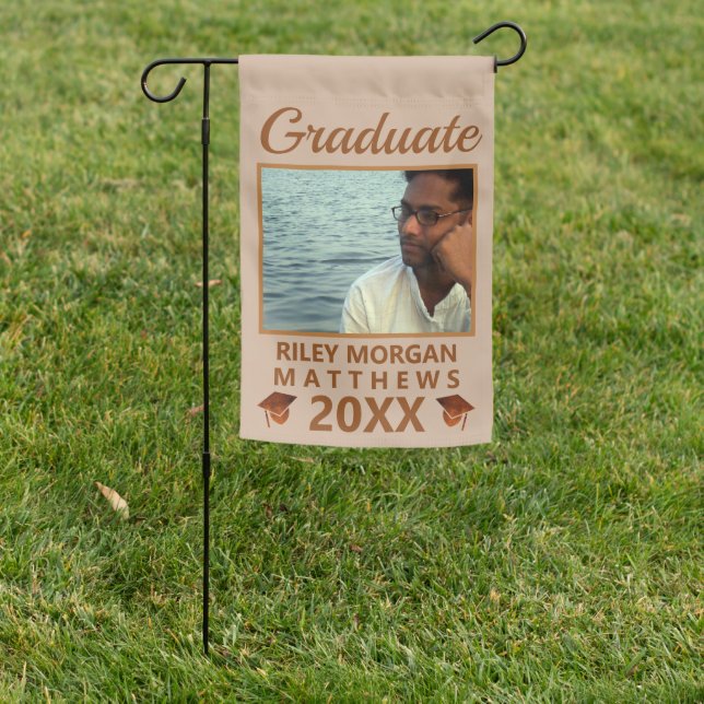 Graduation Copper Name And Year School Photo Garden Flag (In SItu)