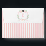 Graduation Coquette Crest Monogram Envelope<br><div class="desc">This envelope features pink and white stripes on the back with a graduation cap and pink bow on the back flap. You can personalize with your name and address.</div>
