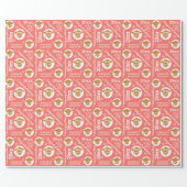 Graduation Coral Pink Gold Typography Add Year Wrapping Paper (Flat)
