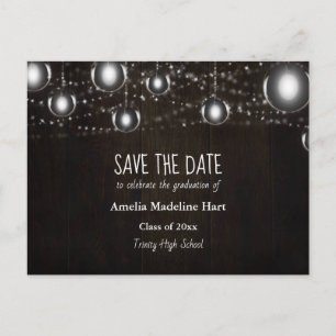 Graduation Country   String Lights Save The Date  Announcement Postcard
