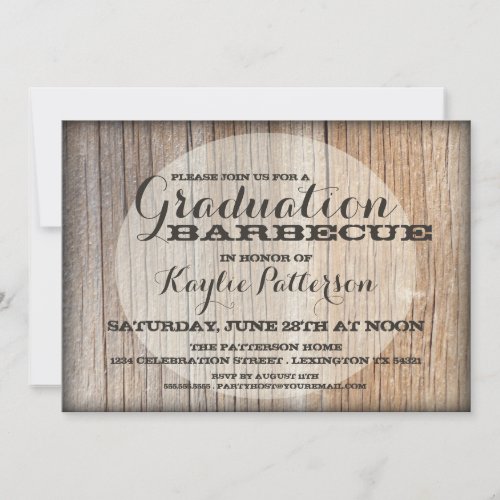 Graduation Country Wood BBQ Grad Party Invitation 5" X 7" Invitation Card