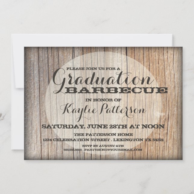 Graduation Country Wood BBQ Grad Party Invitation (Front)