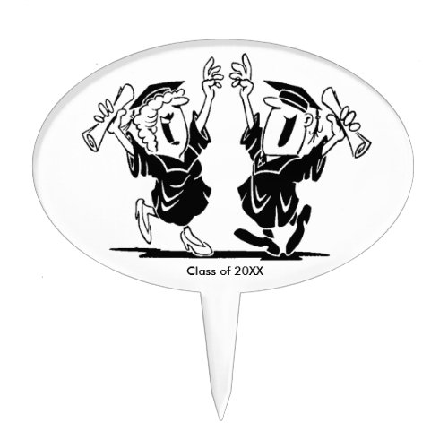 Graduation Couple Class of 20XX Oval Cake Pick