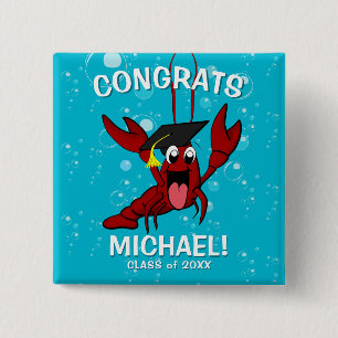 Graduation Crawfish Boil Lobster Party Favor Button