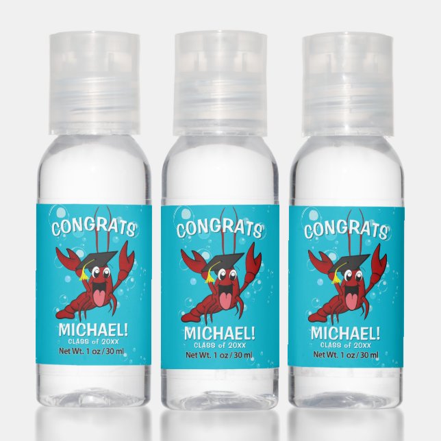 Graduation Crawfish Boil Lobster Party Favor Hand Sanitizer (Set)