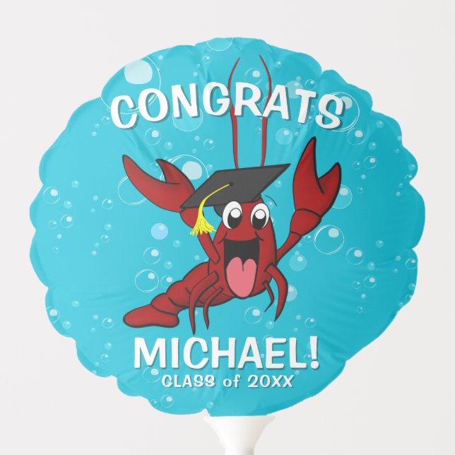 Graduation Crawfish Boil Lobster Seafood Party Balloon (Front)
