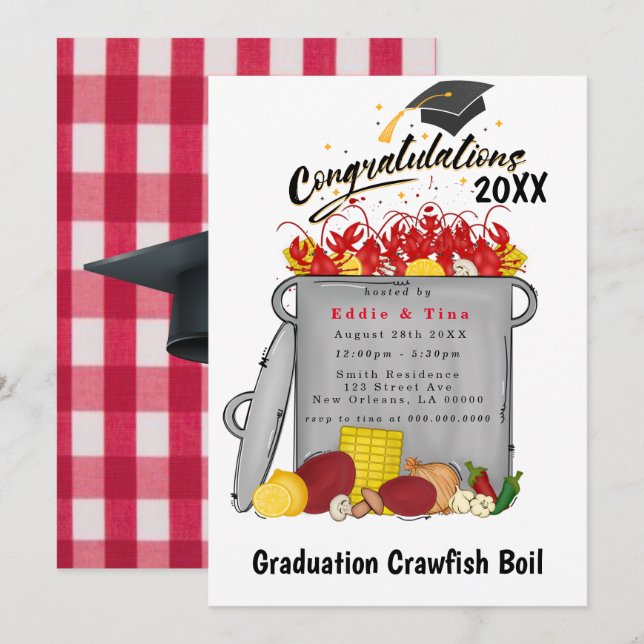Graduation Crawfish Boil Party Invitation (Front/Back)