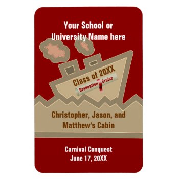 Graduation Cruise Custom Stateroom Door Marker Red Magnet by CruiseReady at Zazzle