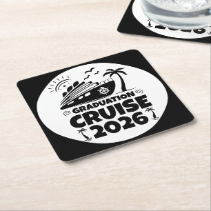 Graduation Cruise Custom Year Senior Trip Vacation Square Paper Coaster