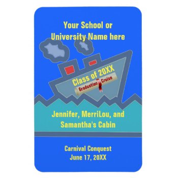 Graduation Cruise Personalized Cabin Door Marker Magnet by CruiseReady at Zazzle