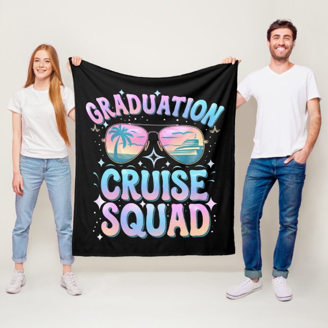 Graduation Cruise Squad Cruising Ship Retro Fleece Blanket (In Situ)