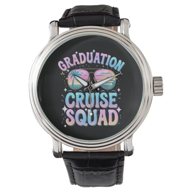 Graduation Cruise Squad Cruising Ship Retro Watch (Front)
