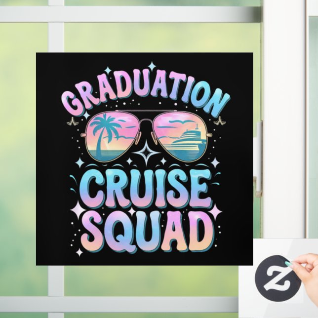 Graduation Cruise Squad Cruising Ship Retro Window Cling (Home)