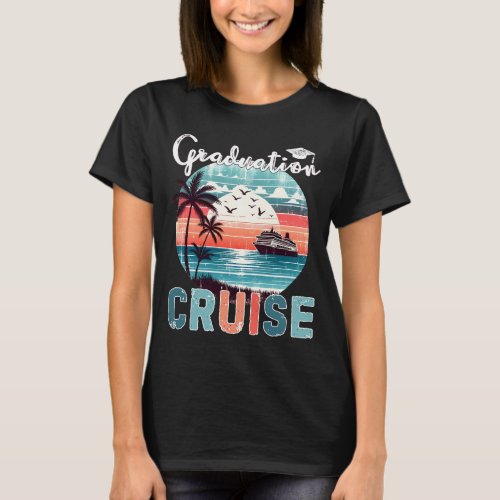 Graduation Cruise Sunset Palm Tree Beach Vacation T_Shirt