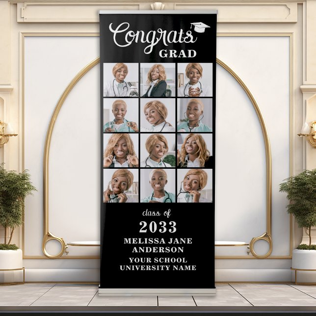 Graduation Custom 12 Photo Collage Congrats Grad Retractable Banner (Creator Uploaded)