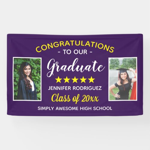 Graduation Custom 2 Photo Congratulations Graduate Banner