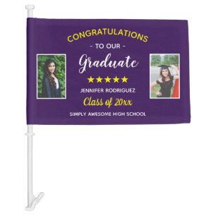 Graduation Custom 2 Photo Congratulations Graduate Car Flag