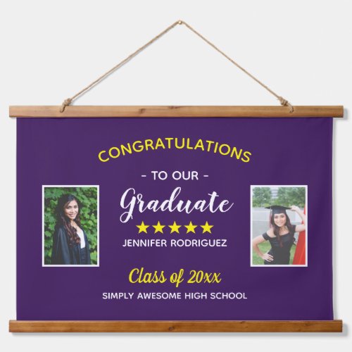 Graduation Custom 2 Photo Congratulations Graduate Hanging Tapestry