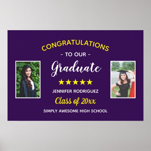 Graduation Custom 2 Photo Congratulations Graduate Poster