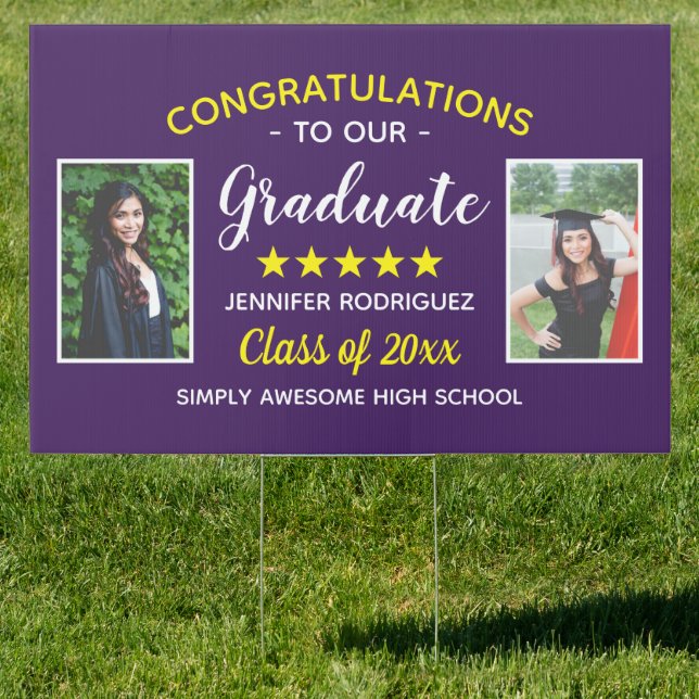Graduation Custom 2 Photo Congratulations Graduate Sign (Insitu)