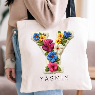 Graduation Custom Floral Monogram Teacher Gift Tote Bag