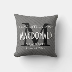 Graduation Custom Keepsake CONGRATULATIONS Gray Throw Pillow