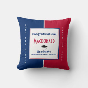 Graduation Custom Keepsake SOLI DEO GLORIA Throw Pillow